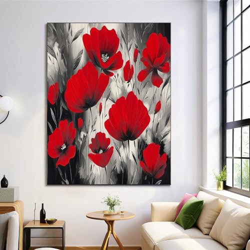 Lienzo de amapolas abstractas de 80x120cm, el regalo decorativo perfecto para el salón
