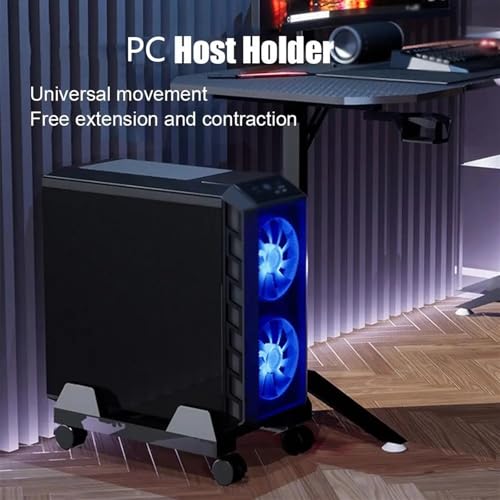 Soporte móvil para CPU de escritorio, soporte para torre PC bajo el escritorio con ruedas giratorias, rack para CPU principal para accesorios de oficina y hogar miniatura 7
