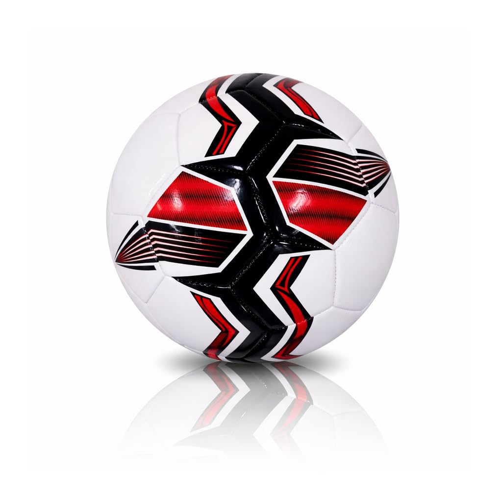 Item Name: Training Football | Size 3, Size 4 & Size 5 | Durable PU Football for Training, Practice & Kickabouts | White & Red or White & Blue | Supplied Deflated