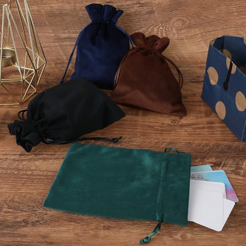 Tucnoeu 4 Stück Samtsäckchen, Weiche Samtbeutel 13x18cm, Schmuckbeutel mit Kordelzug, Samtsäckchen Klein für Schmuck, Ringe, Geschenke, Hochzeiten, Partys
