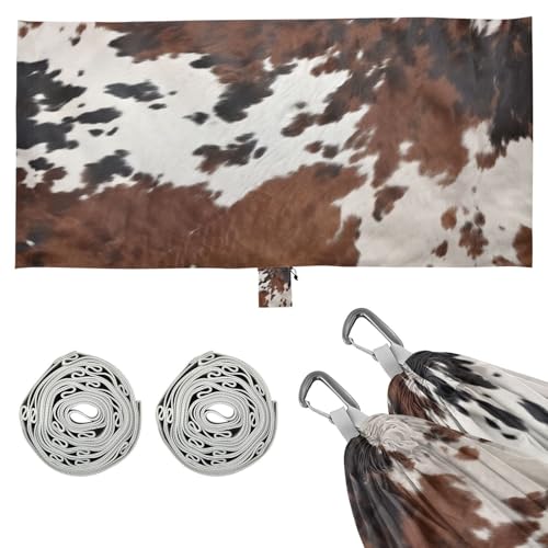 Haskirky Cow Print Camping Hammock, Single Portable Hammocks with Tree Straps & Attached Carry Bag, 330Lbs Capacity Perfect for Outside Indoor Hiking Beach Backpack Travel