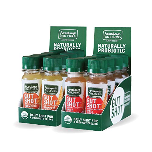 Live Probiotic Apple Cider Vinegar Shots, Immunity Boost & Gut Health, Organic & Fermented Variety 16-Pack Apple Cinnamon and Turmeric Ginger ACV Shot by Farmhouse Culture