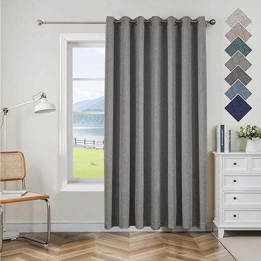 CUCRAF Fashion Full Blackout Curtain Top Ring Thermal Insulated Linen Look Blackout Curtains Summer Sun Blocking Window Curtain for Living Room — image 1
