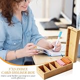 Drewniane pudełko na kartki A8, 22,2 x 9,5 x 7 cm, pudełko na fiszki z pokrywką, pudełko do nauki słownictwa z 500 karteczkami, pudełko do przechowywania, do biura, szkoły, domu