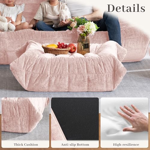 Image of HABUTWAY Bean Bag Ottoman,Memory Foam Foot Rest,Ottoman,Pink | Fireside Chair Ottoman,Memory Foam Lazy Bean Bag Sofa for Living Room,Bedroom,Dorm,Office