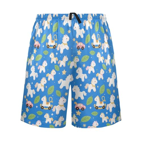 Men's Horse Star Pajama Shorts with Pocket and Drawstring S 2300668