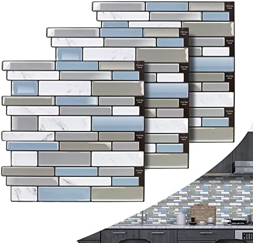 Mosiay Peel and Stick Backsplash Tiles for Kitchen: Vinyl Wall Tile Peel and Stick Tile 12inch * 12inch Self Adhesive Backsplash Tile for Bathroom (10 Tiles)