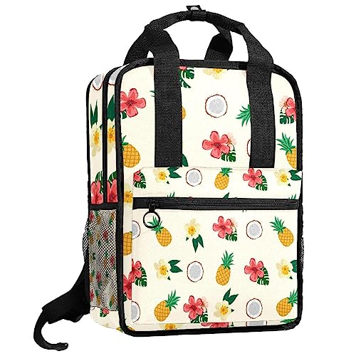 Sac à dos pour garçons fleurs ananas multicolore ajustable 35.5x26 cm