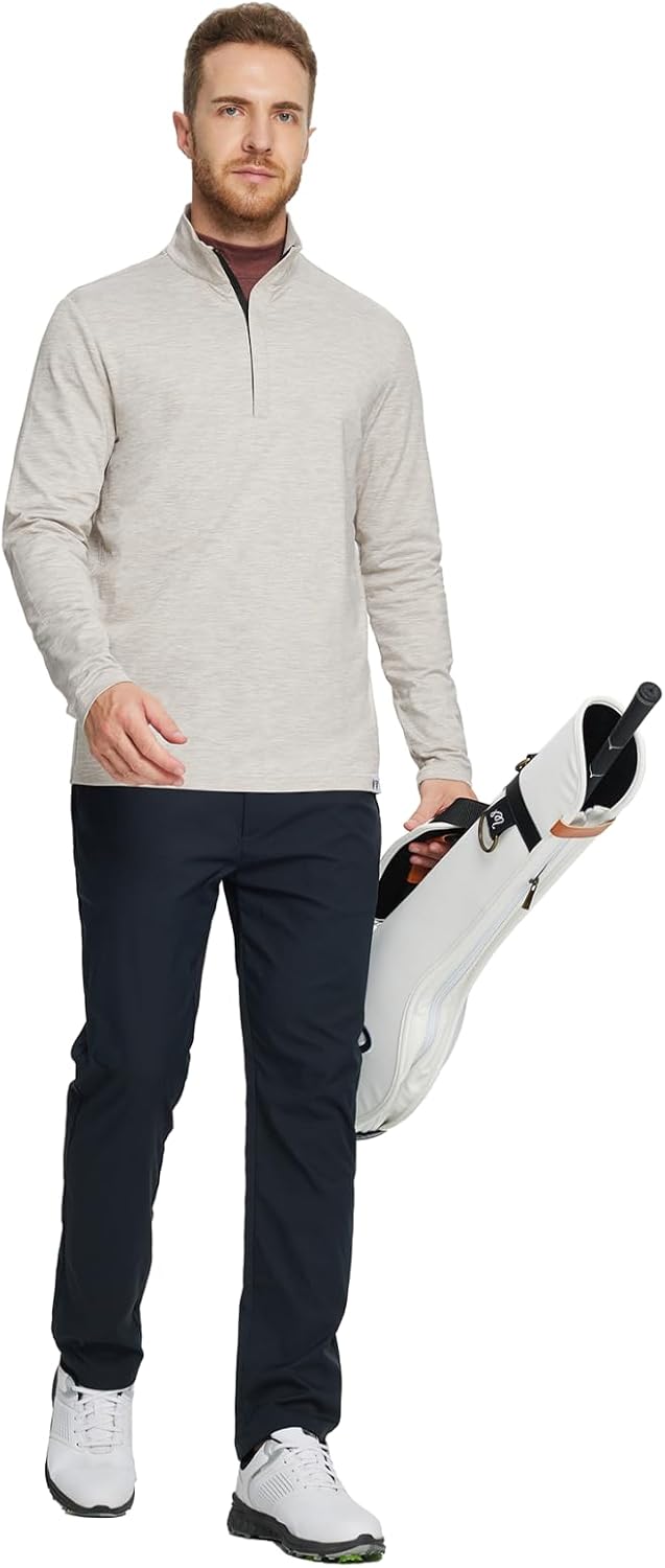Rouen Quarter Zip Pullover Men Performance Dry Fit Mock Neck Brushed Casual Sports Golf Mens 1/4 Zip Pullover Sweatshirts - Image 2