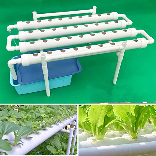 PIOJNYEN Kit de cultivo hidropónico de PVC, sistema hidropónico, tubo principal para el jardín, kit de cultivo soilless para plantas vegetales, kit de cera (36 agujeros) Cover