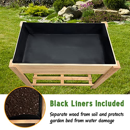 Joysfit Raised Garden Bed Kit With Legs | Outdoor Elevated Wood Raised Planter Box With Storage Shelf For Herbs, Vegetables And Flowers Outdoors-Naturally Rot-Resistant(34’’X19’’X30’’) (Natural Wood) #TOP2