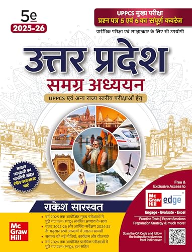 Image of Uttar Pradesh General Knowledge (Hindi), 5e for UPPSC Prelims & Mains (Paper 5 & 6 full coverage) 2026 | Comprehensive UP Special GK | PYQs | Colour Pluck-out Chart | UPPCS | UP RO / ARO | UP samagra