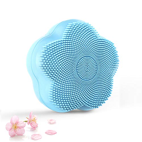 Silicone Facial Cleansing Brush, Ultrasonic Rechargeable Face/Body Cleaner，4 Rotating Magnetic Beads, 4 Function