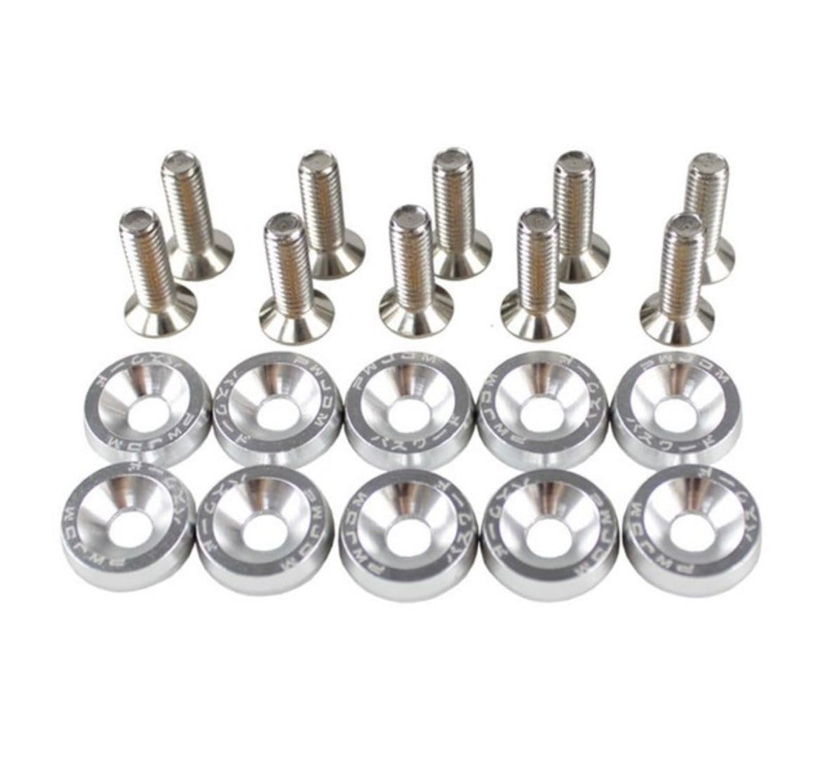 auto mt AUTOI MT 10pc/Set Aluminum Fender Washer Engine Dress Up Kit Fender Washers Bolts CNC Bumper Fender Washer Bolt for Modified Car Fender Fasteners (10PC Silver Fender Washer Engine Bay Dress Up Kit)-picture-32