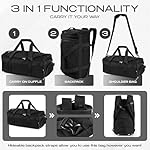 3-in-1 Duffle Bag Backpack for Men & Women –Travel Backpack with Cup Holder, Shoe & Laptop Compartment with Ventilation for Gym, Workout, Weekender, Traveling - 8.5 x 18.9 x 10.6 Inches - Image 5