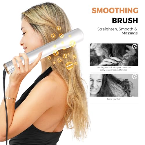 Image of 5 in 1 Hair Dryer Brush Set,Professional Hot Air Styler, Air Curling Wrap Styler,Detachable Blow Dryer Brush with Auto Wrap Curlers,Hair Styling Tools for Straight /Curl /Drying /Smoothing
