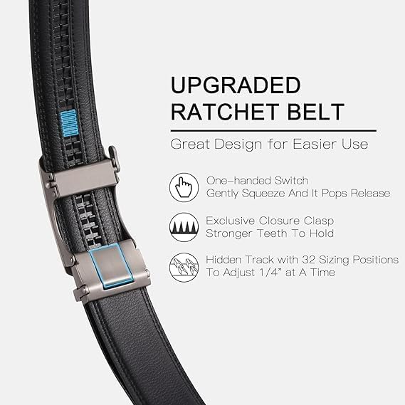 SENDEFN Ratchet Belt Replacement Strap 1 3/8", Leather Belt Strap for 35MM Slide Click Buckle - Image 4