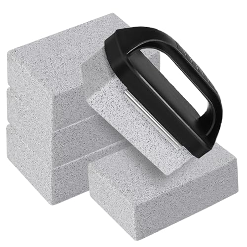 Nilioerup 5 Pcs Pools Pumice Stone, Pool Cleaning Pumice Block with Handle, Pools Tile Cleaner Pumice Stone Remove Stains Cleaning Stone for Swimming Pool, Spa, Bathroom, Kitchen (5 Pcs)