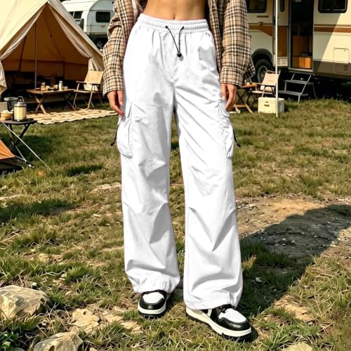 Cargo Pants Women, Parachute Hiking Pants with Pockets Elastic Waist - image 3