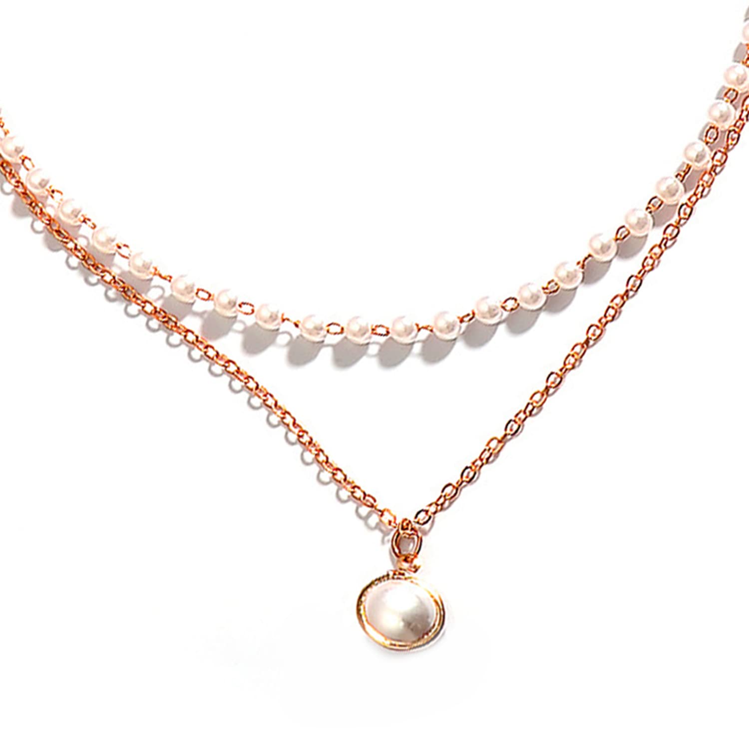 PEORARose Gold Plated Beads Studded Necklace Stylish Fashion Casual Jewellery for Women & Girls (PX9N71)