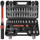 GIREORAN 50PCS Bike Torque Wrench Set, 1/4 Inch Torque Wrench(1~25 Nm/8.9~221.3 in-lb), 72-Tooth Gear, Dual-Direction Click Type, 0.1 Nm Micro, Inch...