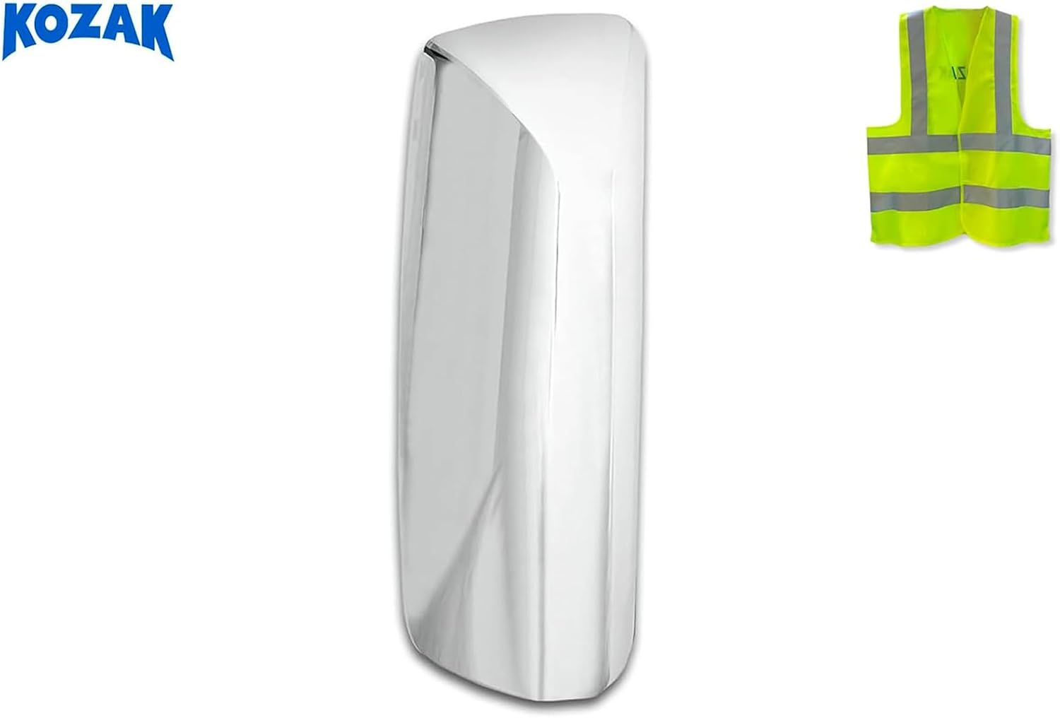 KOZAK Door Mirror Cover Chrome Right Passenger Side compatible with Volvo VNL VNM VNX VNR 2004-2024 PLUS Logo Emblem, Keychain and Reflective Vest
