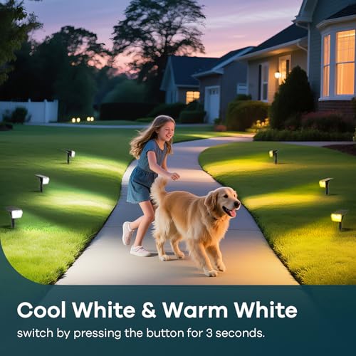 Linkind Spot Solaire avec Detecteur de Mouvement, Lampe Solaire Exterieur Blanc Froid&Chaud, Projecteur Solaire avec Indicateur de Charge, IP67 Étanche Eclairage Solaire Exterieur pour Chemin, 6 pcs – vue 6