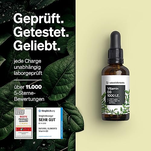 Vitamin D3 Tropfen von Natural Elements, 1000 I.E. pro Tagesdosis