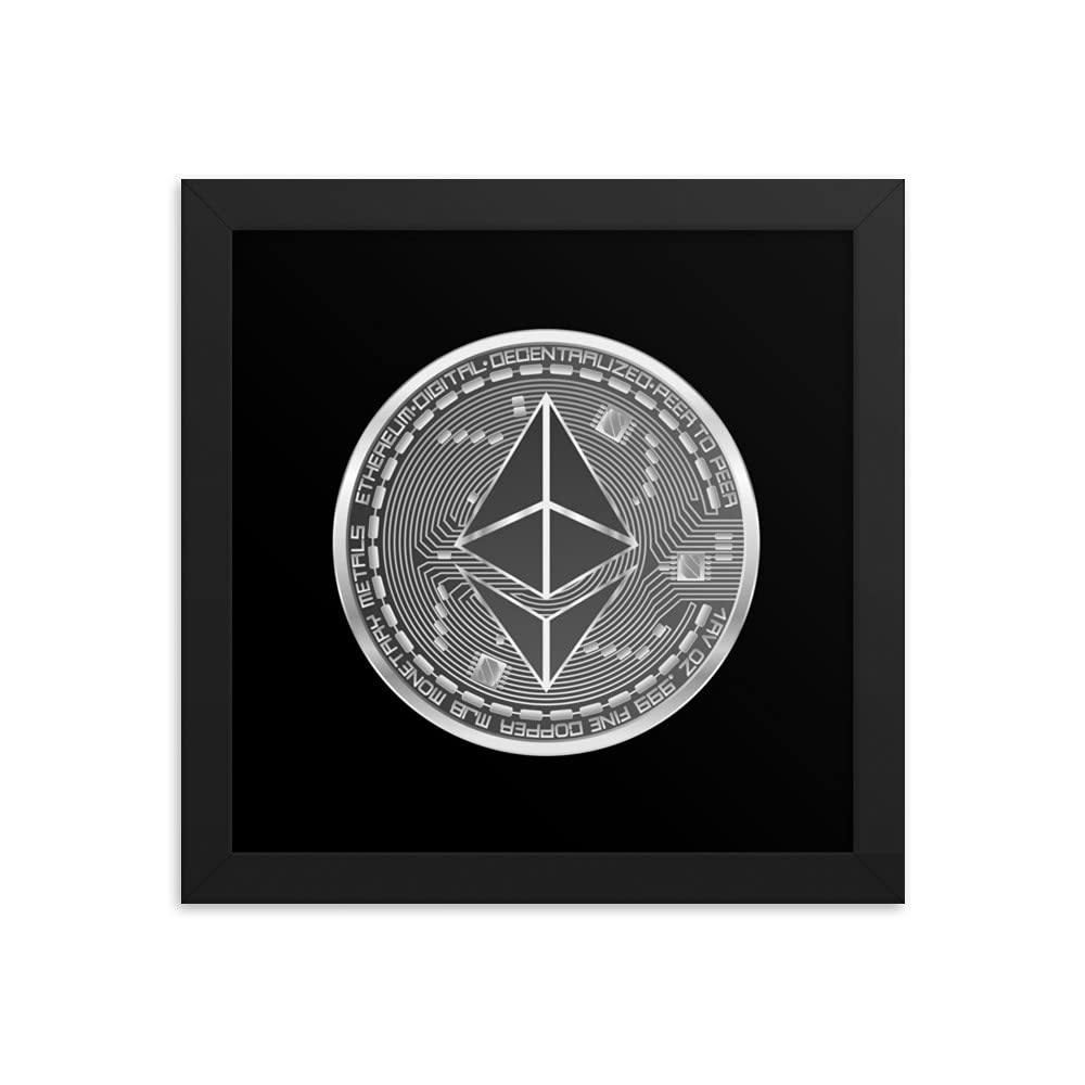 Poster Ethereum encadré - Art crypto ETH pour décoration de bureau