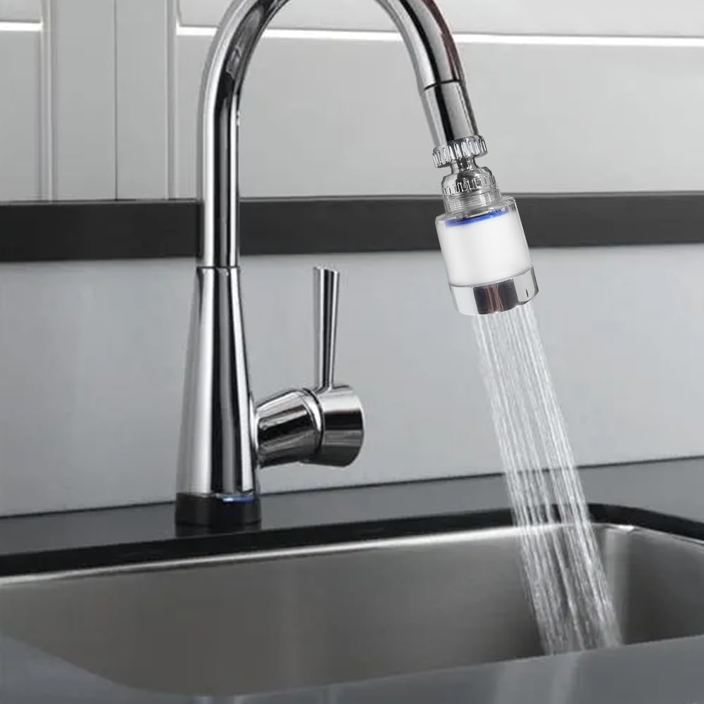 Sonku 2 Pack Kitchen & Bathroom Faucet Filter, Universal 360 Rotating, 6 Replacement Cartridges, Advanced Filtration Technology