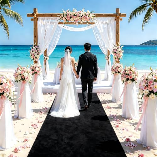 FUHSY Black Aisle Runner Carpet Runner for Party 4X 30 FT Velvet Aisle Runners for Weddings Aisle Runner Rug for Outdoor Wedding Ceremony Walkway Runner for Dance Prom Party Decoration by FUHSY - Image 4