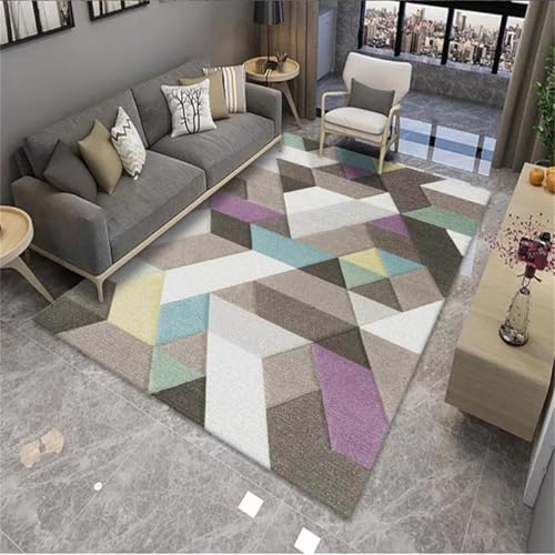 Tapis de sol enfant géométrique moderne rectangulaire lavable 70x140 cm