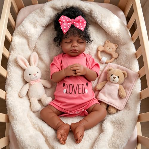 Muñeca bebé realista Afroamericana de 18 pulgadas miniatura 2