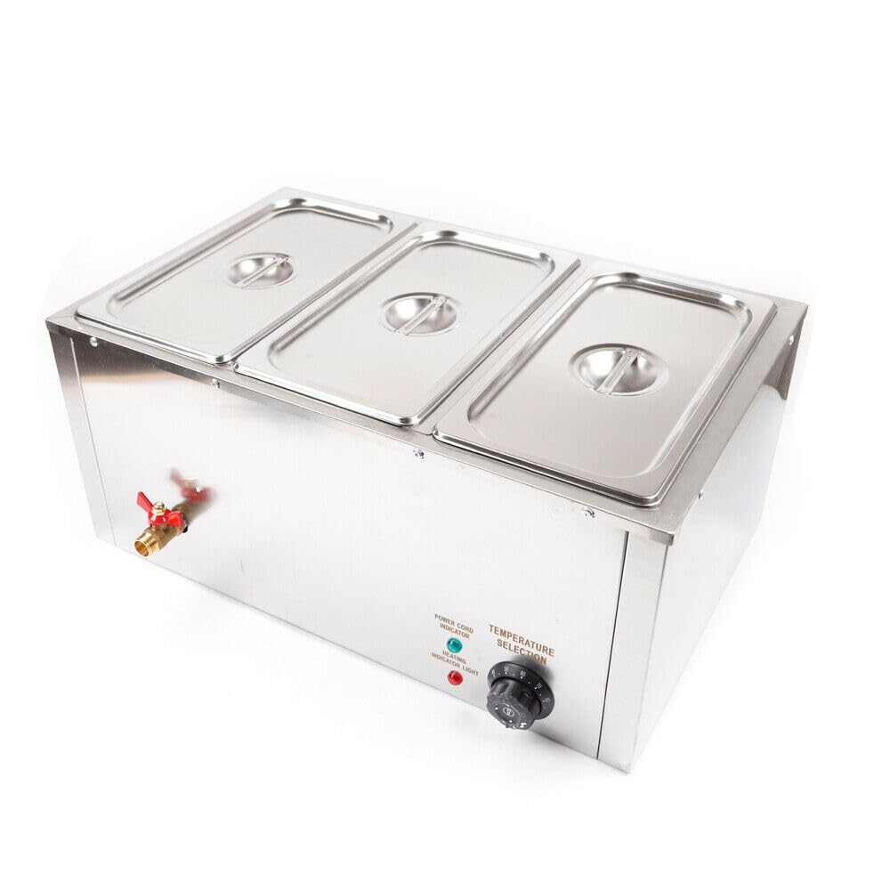 Chauffe-plat électrique en acier inoxydable - Plaque de maintien au chaud - Chauffe-buffet - Chauffe-plat - Avec récipient alimentaire - Chauffe-plat - Chauffe-plat - 850 W - 220 V - DHL GN 1/3 -