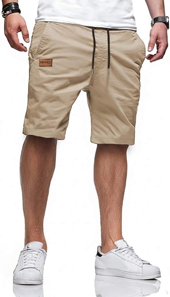 SMOWKLY Men’s Cotton Casual Cargo Shorts | Knee Length Half Pant for Men | Elastic Waist with Drawstring | Regular Fit Shorts | Bermuda Shorts for Men-picture-39