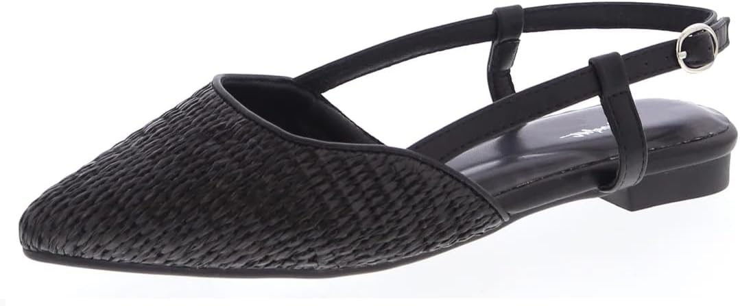 TruFox Women's Slingback Flats Raffia Dress Shoe Comfort Foam Padded Ballet Flats Strap Low Heel
