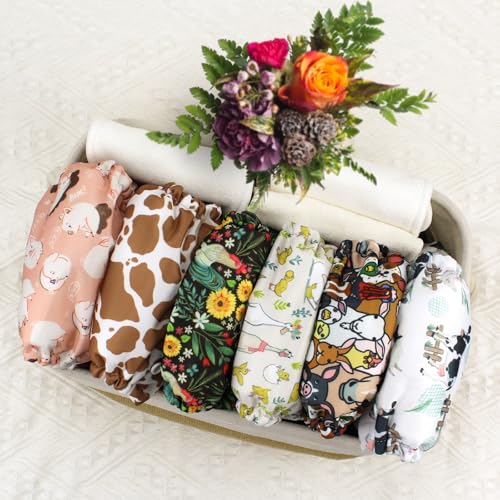 Mama Koala 3.0 Cloth Diapers for Babies with AWJ Lining, 6 Pack with 6 5-Layer Natural Cloth Diaper Inserts - Reusable and Washable Pocket Diapers(A-The Farm Story) - Thumbnail 3