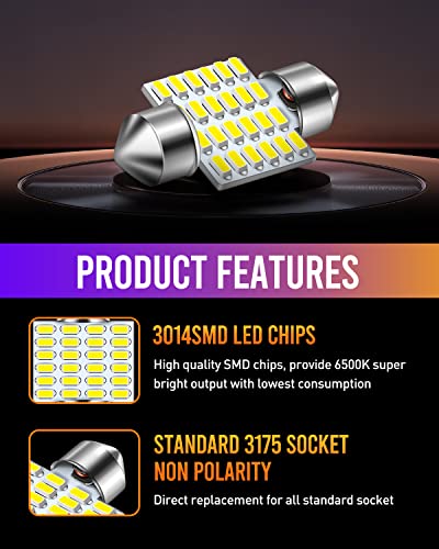 Luyed LY-10175 De3175 Led Bulbs Xenon White Canbus Error Free 1.25 Inches De3021 De3022 3175 Led Bulbs For Interior Map Dome Lights And License Plate Lights,Pack Of 2 thumb #1