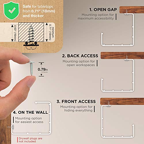 Under Desk Cable Management Tray - Under Desk Cable Organizer For Wire Management. Super Sturdy Desk Cable Tray. Perfect Standing Desk Cable Management Rack (White Wire Tray - Set Of 2X 16'') #TOP6