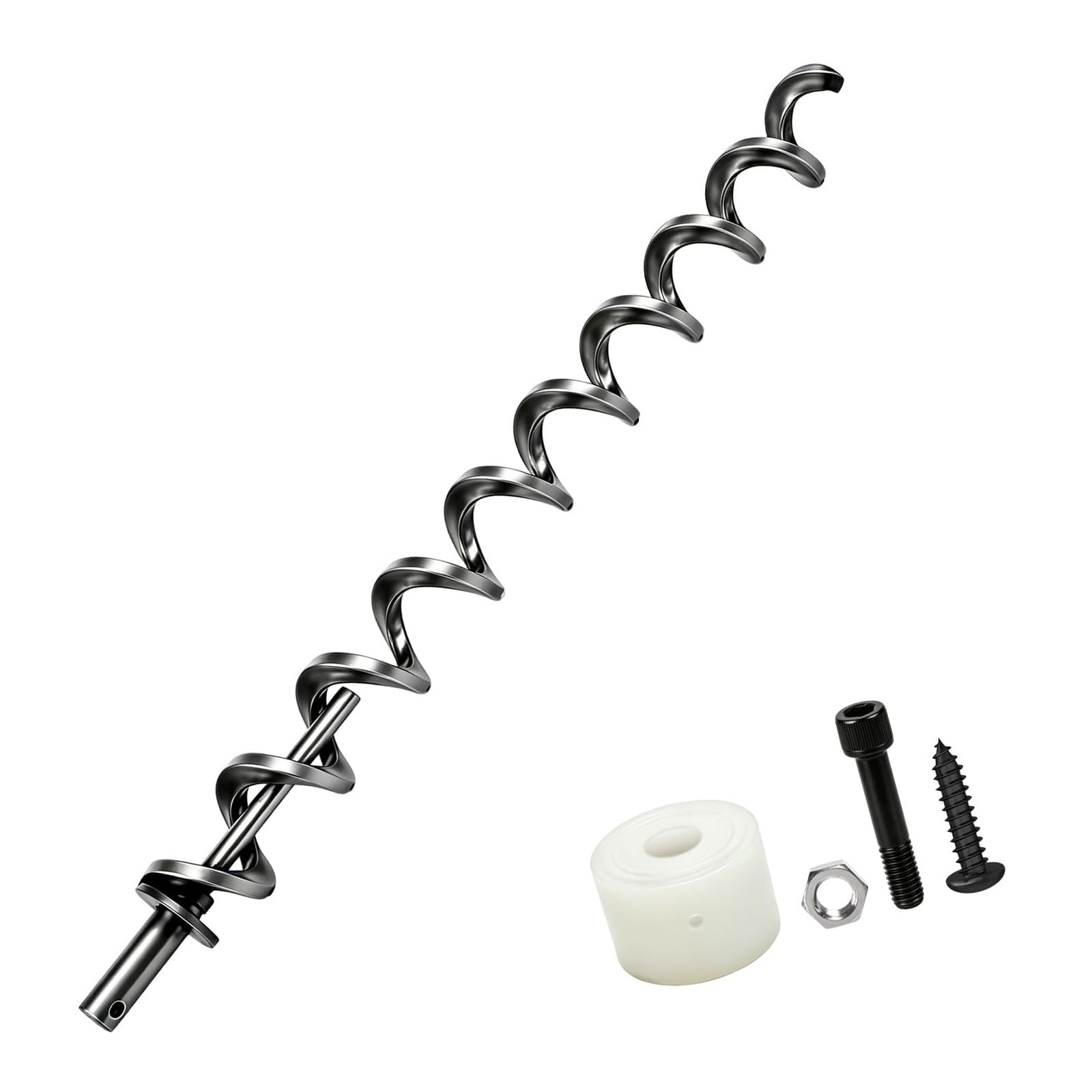 PANGBOER Pellet Grill Auger Shaft Assembly 17 Inch Replacement Feed Screw with Bushing Fasteners for Smoker Repair Maintenance and Routine Backyard Upkeep