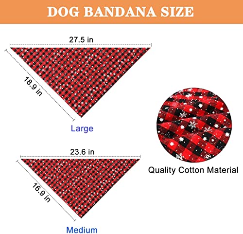 Christmas Dog Collar And Bandana Set,Red Classic Plaid Snowflake Dog Collar With Bow Tie And Bell Snowflake Dog Scarf Triangle Bandana Adjustable Dog Collar For Small Medium Large Dogs (Red, S) #TOP4