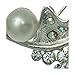 Cyrene Silver tone White faux Pearl Crystal Brooch