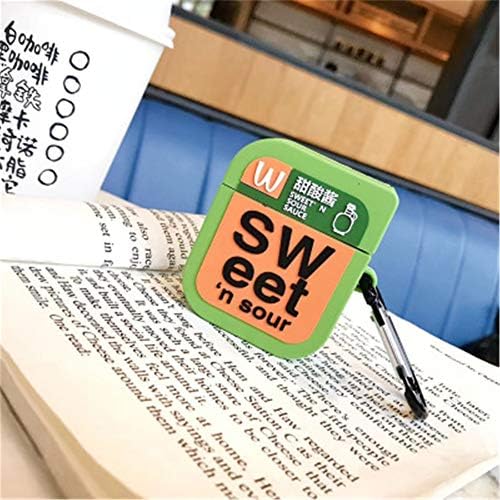 AOVITY AirPods Case Silicon Protective Cover Compatible with Chicken Nuggets Sweet and Sour Sauce Models Apple AirPods 2 or 1 (Sweet and Sour Sauce)