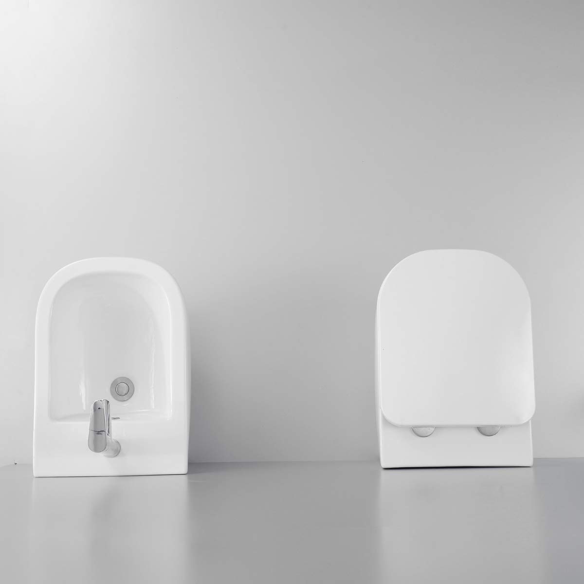 Sanitari bagno a terra filo muro Wc rimless copriwc soft close bidet mod. Nook