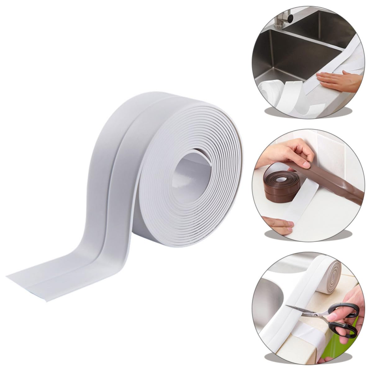 2 Rolls Self Adhesive PVC Caulk Tape for Walls and Stove