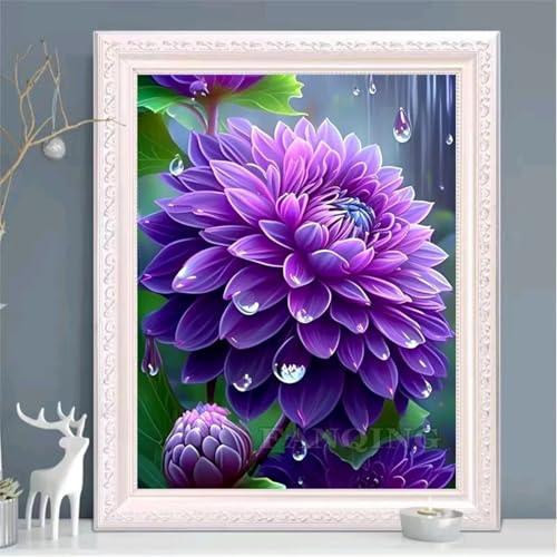 Peinture Diamant plantes violettes anti-stress pour un art mural DIY