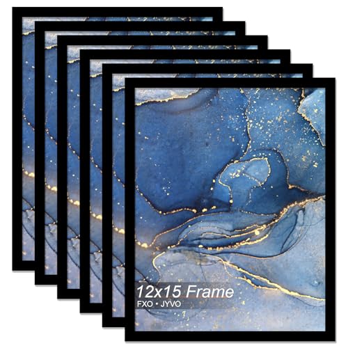 12x15 Picture Frame Set of 6, Black Frame for 12 x 15 Inch Picture Poster Photo, Light Weight and High Transparent 12 by 15 Frame for Wall - 6 Pack/Black/12 x15