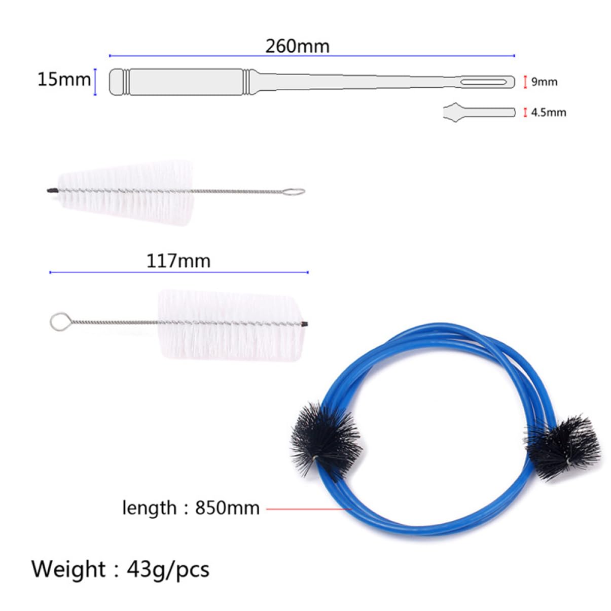 ibasenice 12piezas De Limpieza Para De Incluye Cepillo Flexible Cepillo Para Tuberías y Varilla De Limpieza Para De Instrumentos De Viento Azul