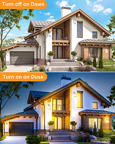 WENFENG 12.6” High Outdoor Wall Light Fixtures with Dusk to Dawn Sensor,Anti-Rust Matte White Finish,Clear Glass Shade, Exterior Mount Lantern for Porch, Garden, Patio(Bulb Included) - Thumbnail 2