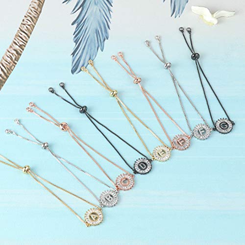 COTTVOTT Charms Initial Letter Bracelet Women A-Z Alphabet Adjustable Chain Bracelets 4 Colors (C, Gold Color) - Image 6